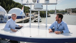 Benoît Potier, CEO of Air Liquide and Victorien Erussard, onboard Energy Observer