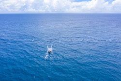 A drone view of Energy Observer at sea