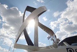 One of the 2 vertical axis wind turbines