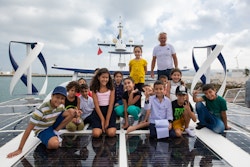 Pupils from the Henry Wallon school visit the boat